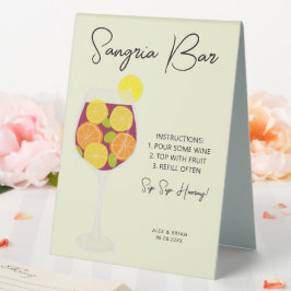 Sangria Bar Wedding, Brautparty oder Party Menü Tischaufsteller