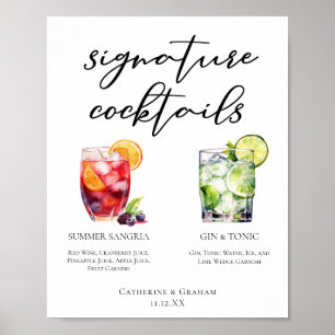Sangria Gin & Tonic Signature Cocktails Menü Poster