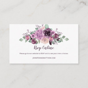 Sangria Lila Malvenfarbenes Blumen-RSVP online   Begleitkarte