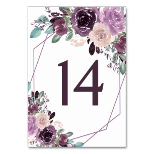 Sangria Lila Mauve Geometric Floral Wedding Tischnummer