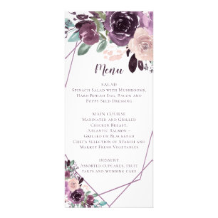 Sangria Lila Mauve Geometrisches Florales Hochzeit Werbekarte