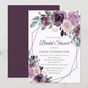 Sangria Lila Mauve Watercolor Brautparty Einladung