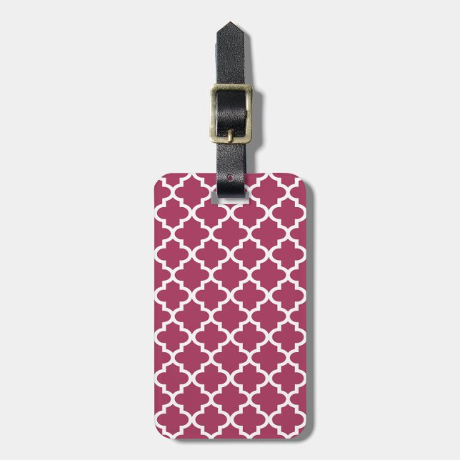 Sangria Marokkanischer Tile Trellis Pattern Gepäckanhänger (Vorderseite vertikal)