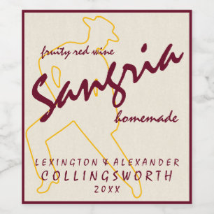 Sangria mit Flamenco Tänzer hausgemacht Weinetikett