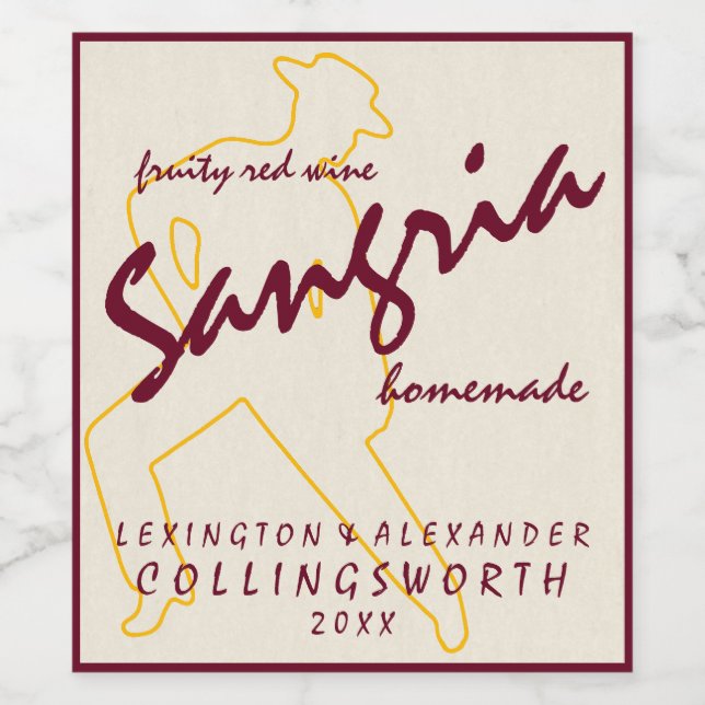 Sangria mit Flamenco Tänzer hausgemacht Weinetikett (Einzelnes Label)
