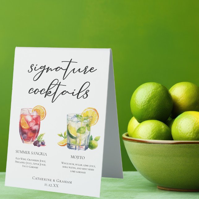 Sangria Mojito Unterschrift Cocktails Menü Tischaufsteller (Von Creator hochgeladen)
