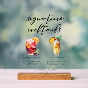 Sangria Pina Colada Hawaiian Signature Cocktails Acrylschild