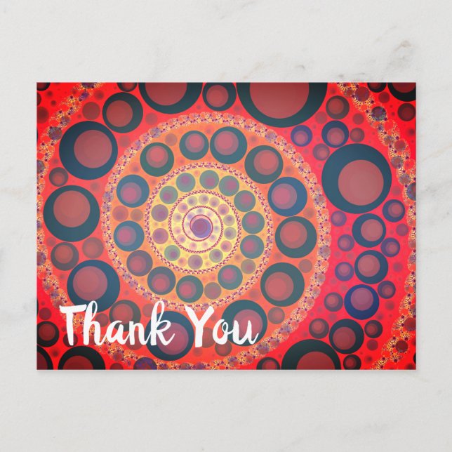 Sangria Red Fraktal Spiral Vielen Dank Postkarte (Vorderseite)