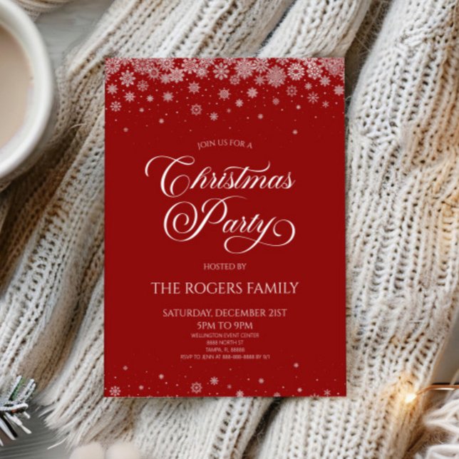 Sangria Red Snowflake Winter Christmas Party Einladung (Von Creator hochgeladen)