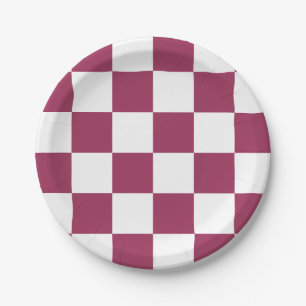 Sangria Rosa/Weiß Checked Pappteller