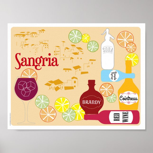 Sangria Roter Wein Cocktail Poster (Vorne)