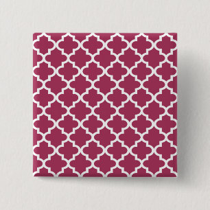 Sangria Rotes marokkanisches Tile Trellis Pattern Button