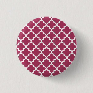 Sangria Rotes marokkanisches Tile Trellis Pattern Button
