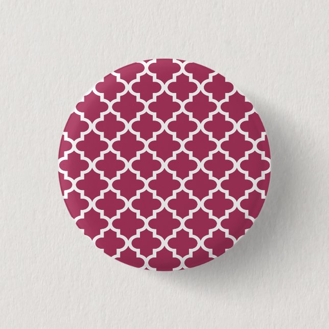 Sangria Rotes marokkanisches Tile Trellis Pattern Button (Vorderseite)