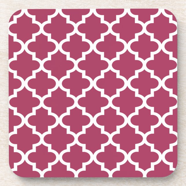 Sangria Rotes marokkanisches Tile Trellis Pattern Untersetzer (Vorderseite)