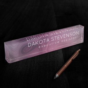 Sangria Strata   Moody Pink und Lila Luxe Agate Namensplakette