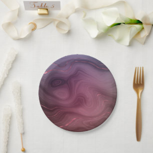 Sangria Strata   Moody Pink und Lila Luxe Agate Pappteller