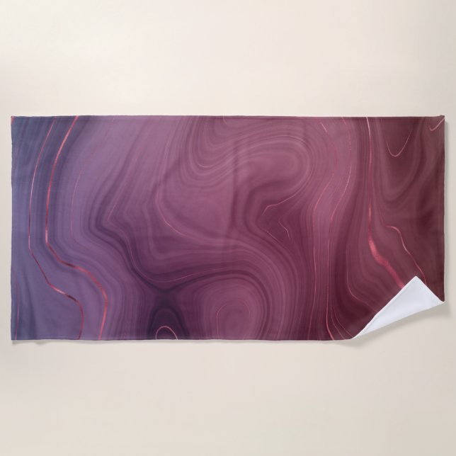 Sangria Strata | Moody Pink und Lila Luxe Agate Strandtuch (Vorderseite)