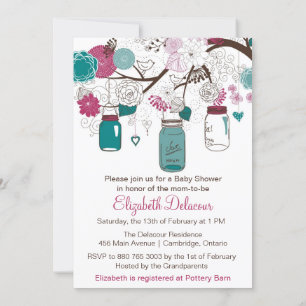 Sangria und Aquamarin Mason Jars Kinderdusche Einl Einladung