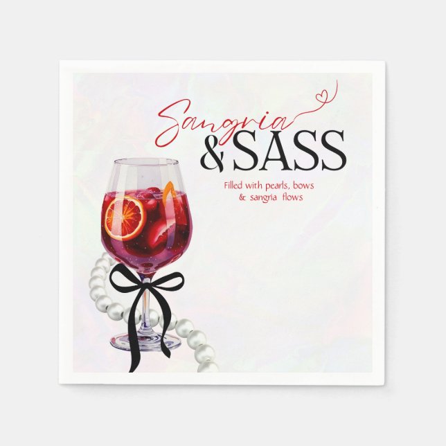 Sangria und Sass, Perlen, Bogen Serviette (Vorderseite)