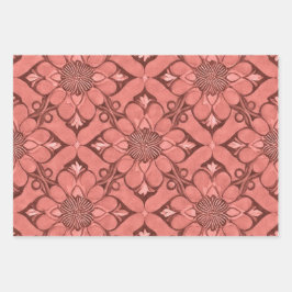 Sangria Viktorianische Blume Lattice Design Style Geschenkpapier Set