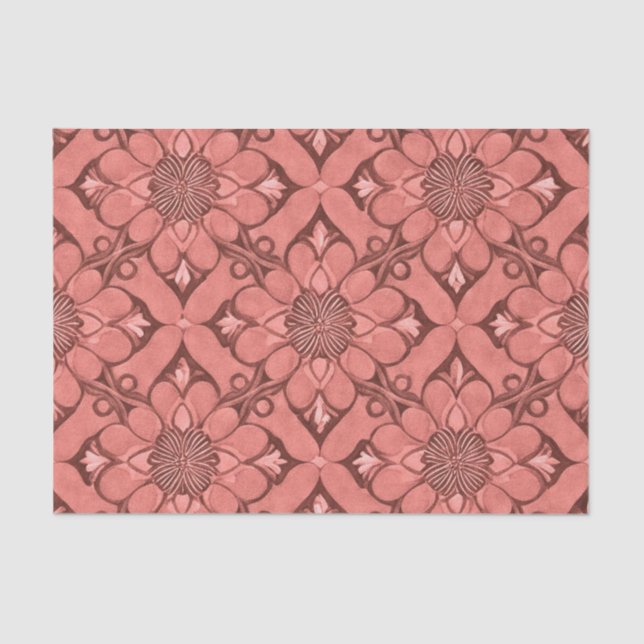 Sangria Viktorianische Blume Lattice Design Style Seidenpapier (Vorderseite)