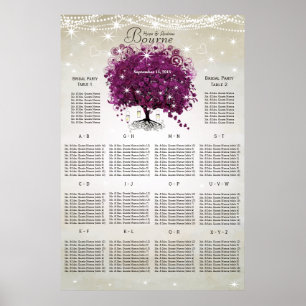 Sangria-Wein Lila Herzblatt-Baum Sitzordnung Poster