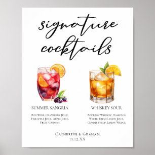 Sangria Whiskey Sour Signature Cocktails Menü Poster