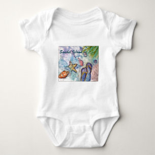 Sanibel Insel-Aquarell-Florida-Kunst Baby Strampler