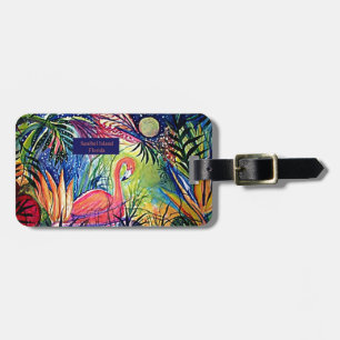 Sanibel Insel-Flamingo-Kunst Gepäckanhänger