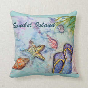 Sanibel Insel-Florida-Aquarell Strandthema Kissen