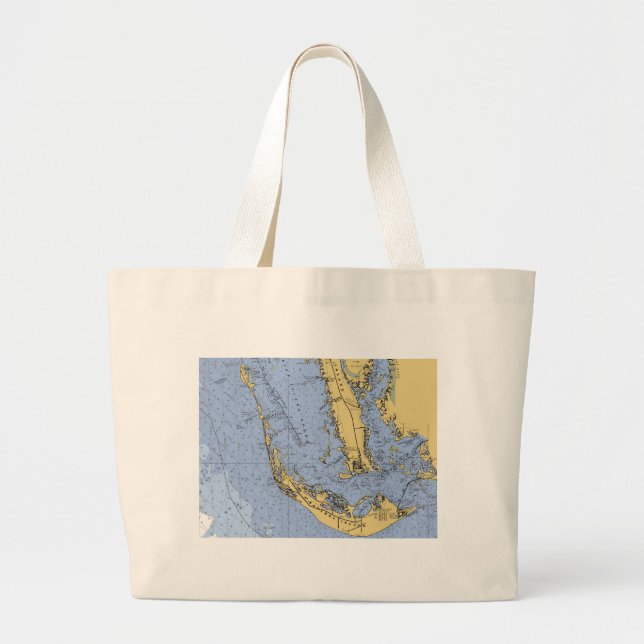 Sanibel Insel-Floridaseediagramm-Strand-Tasche Jumbo Stoffbeutel (Vorne)