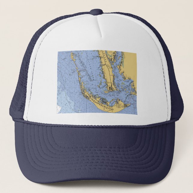 Sanibel Insel-Floridaseediagrammhut Truckerkappe (Vorderseite)