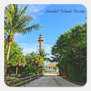 Sanibel Insel-Leuchtturm-Florida-Golf-Küste Quadratischer Aufkleber