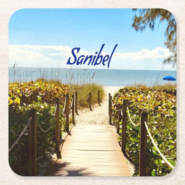 Sanibel Island Florida Beach Ocean Rechteckiger Pappuntersetzer (Vorderseite)