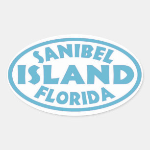 Sanibel Island Florida bleu ovale autocollants