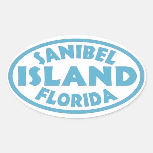 Sanibel Island Florida bleu ovale autocollants (Devant)