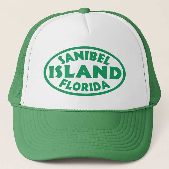 Sanibel Island Florida grünes Oval Truckerkappe (Vorderseite)