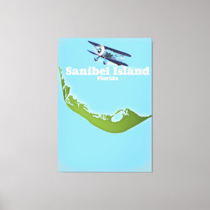 Sanibel Island Florida Karte Leinwanddruck