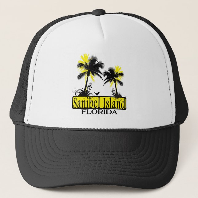 Sanibel Island Florida Palmhut Truckerkappe (Vorderseite)