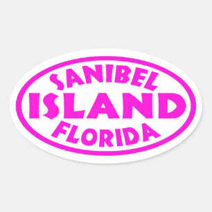 Sanibel Island Florida rosa ovale Aufkleber