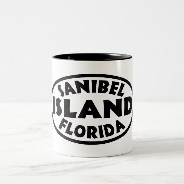 Sanibel Island Florida schwarzes Oval Zweifarbige Tasse (Mittel)