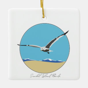 Sanibel Island, Florida Sea Gull am Strand Keramikornament