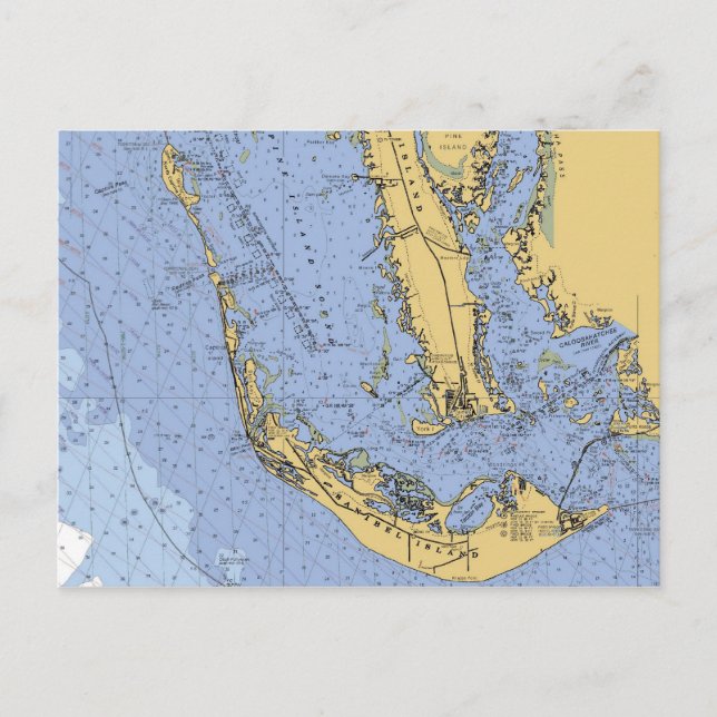 Sanibel Island Florida Seekarte Postkarte (Vorderseite)