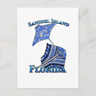 Sanibel Island Florida Vacation Tribal Stingray Postkarte