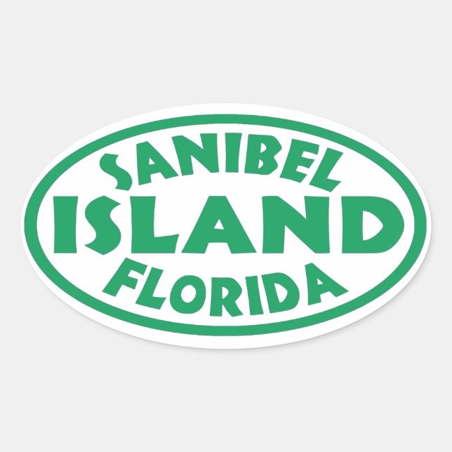 Sanibel Island Floride autocollants ovales verts (Devant)