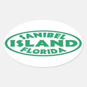 Sanibel Island Floride autocollants ovales verts