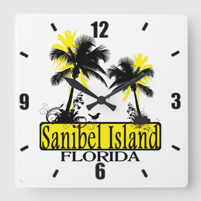 Sanibel Island Floride palmiers horloge murale (Recto)