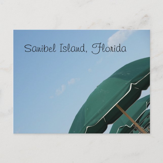 Sanibel Island, Regenschirme an der Florida-Ecke Postkarte (Vorderseite)
