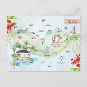 Sanibel Island Reise-Hochzeits-Itinerary-Karte Postkarte
